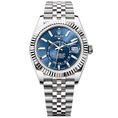 Rolex- Sky-Dweller Acier inoxydable - Or blanc / Bleu / Jubilé