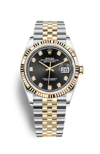 Rolex Datejust 36 Stainless Steel / Yellow Gold / Fluted / Black Diamond / Jubilee