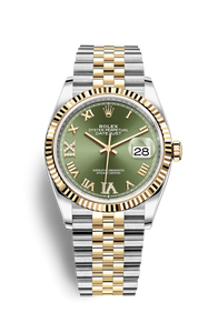 Rolex Datejust 36 Stainless Steel / Yellow Gold / Fluted / Olive Green Roman / Jubilee