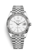 Charger l&#39;image dans la galerie, Rolex Datejust 41 Acier Inoxydable Cannelé / Jubilé / Blanc 126334-0010