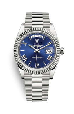 Rolex Day-Date 40 White Gold / Blue - Roman