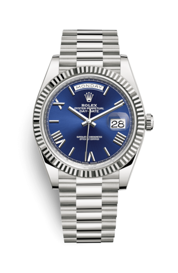 Rolex Day-Date 40 White Gold / Blue - Roman