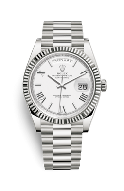 Rolex Day-Date 40 Or blanc / Blanc - Romain