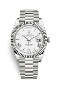 Rolex Day-Date 40 Or blanc / Blanc - Romain
