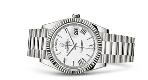 Rolex Day-Date 40 Or blanc / Blanc - Romain
