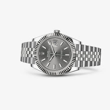 Charger l&#39;image dans la galerie, Rolex Datejust 41 acier inoxydable cannelé / jubilé / rhodium foncé