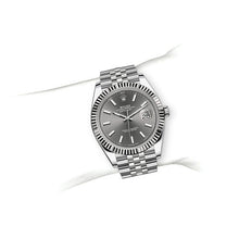 Charger l&#39;image dans la galerie, Rolex Datejust 41 acier inoxydable cannelé / jubilé / rhodium foncé