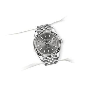 Rolex Datejust 41 acier inoxydable cannelé / jubilé / rhodium foncé